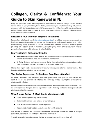 Collagen, Clarity & Confidence: Your Guide to Skin Renewal in NJ