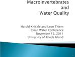 Macroinvertebrates and Water Quality