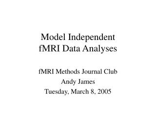 Model Independent fMRI Data Analyses