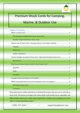 Premium Shock Cords for Camping, Marine, and Outdoor Use