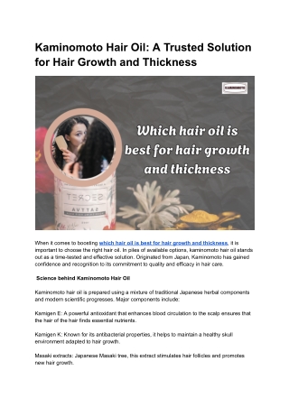 Which hair oil is best for hair growth and thickness