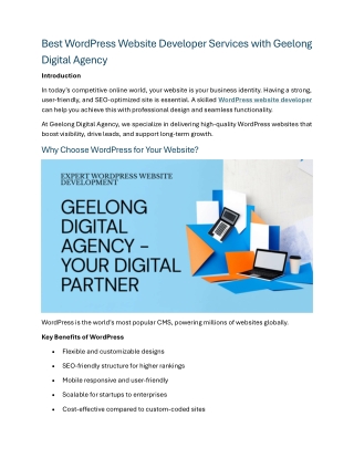 Best WordPress Website Developer Services with Geelong Digital Agency