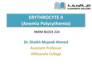 ERYTHROCYTE II (Anemia Polycythemia)