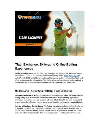 Tiger Exchange ID: This ultimate betting platform, Tiger Exchange ID