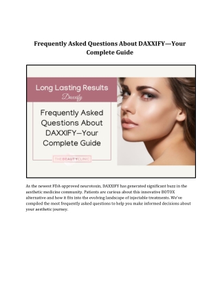 DAXXIFY FAQ: Essential Guide for Patients