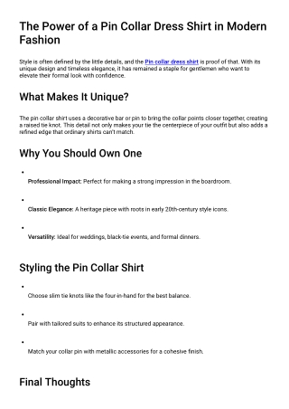 The Power of a Pin Collar Dress Shirt
