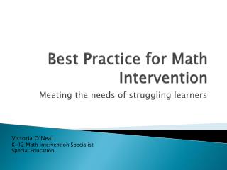 Best Practice for Math Intervention