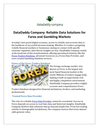DataDaddy Company Reliable Data Solutions for Forex and Gambling Markets