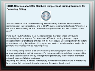 SBGA Continues to Offer Members Simple Cost-Cutting Solution