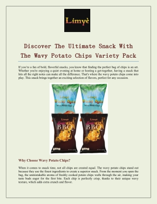 Discover The Ultimate Snack With The Wavy Potato Chips Variety Pack