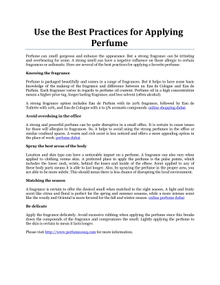 Use the Best Practices for Applying Perfume