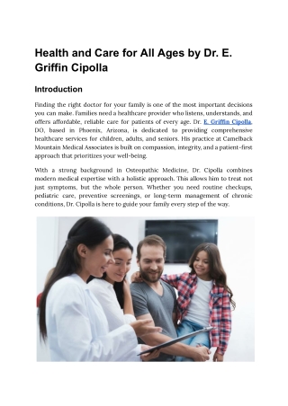 Personalized Care for All Ages by E Griffin Cipolla