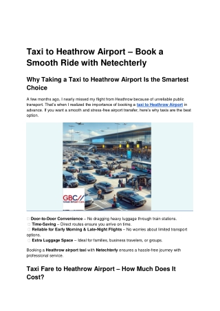 Taxi to Heathrow Airport – Book a Smooth Ride with Netechterly