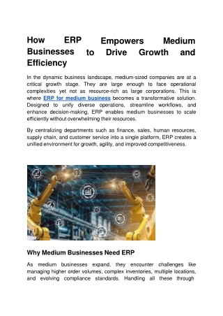 How ERP Empowers Medium Businesses to Drive Growth and Efficiency