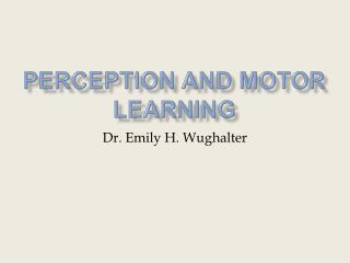 Perception and Motor Learning