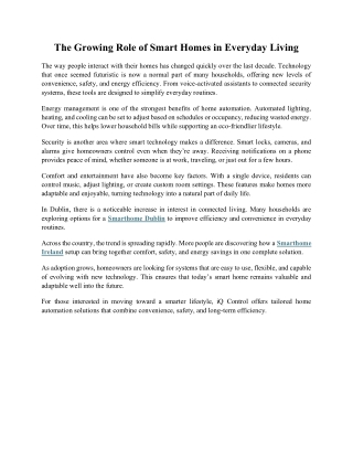 The Growing Role of Smart Homes in Everyday Living