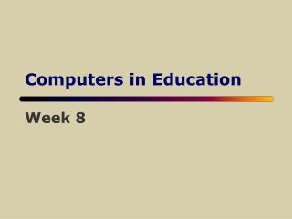 Computers in Education