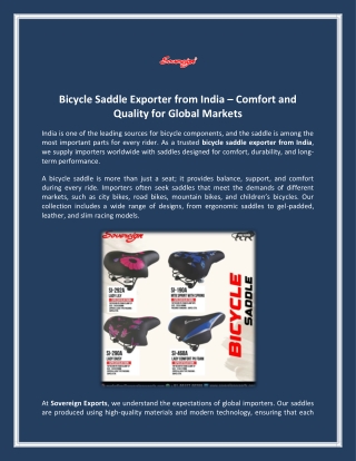 Bicycle Saddle Exporter from India – Comfort and Quality for Global Markets