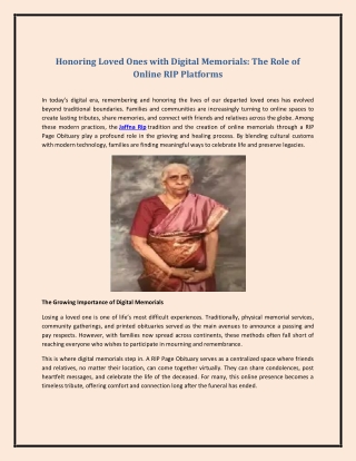 Honoring Loved Ones with Digital Memorials: The Role of Online RIP Platforms