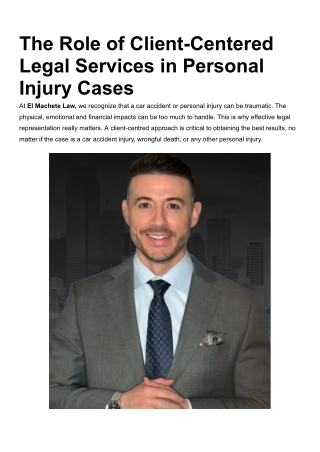 The Role of Client-Centered Legal Services in Personal Injury Cases
