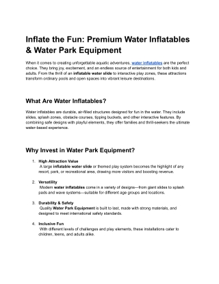 Premium Water Inflatables & Inflatable Water Slides | Water Park Equipment
