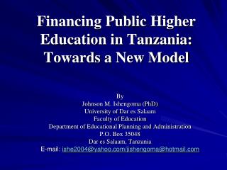 Financing Public Higher Education in Tanzania: Towards a New Model