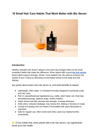 10 Small Hair Care Habits That Work Better with Bio Serum