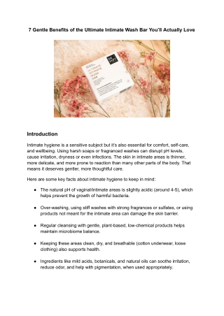 7 Gentle Benefits of the Ultimate Intimate Wash Bar You’ll Actually Love