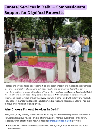 Funeral Services in Delhi – Compassionate Support for Dignified Farewells