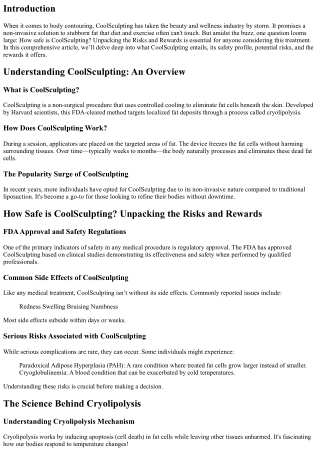 How Safe is CoolSculpting? Unpacking the Risks and Rewards
