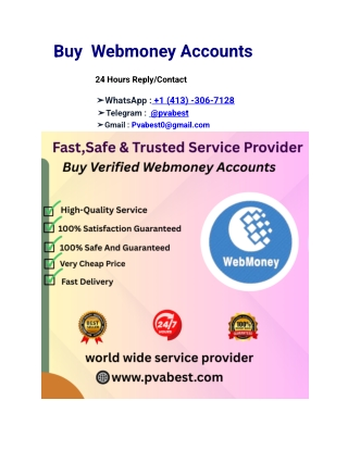 Top Website to Buy Verified WebMoney Accounts in 2025