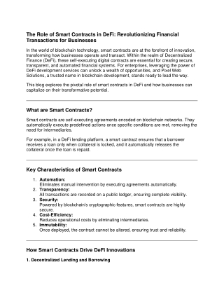 The Role of Smart Contracts in DeFi