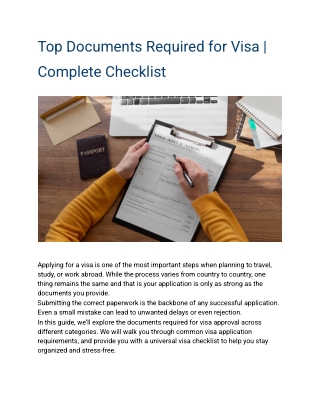 Top Documents Required for Visa – Complete Checklist | Visa Empire