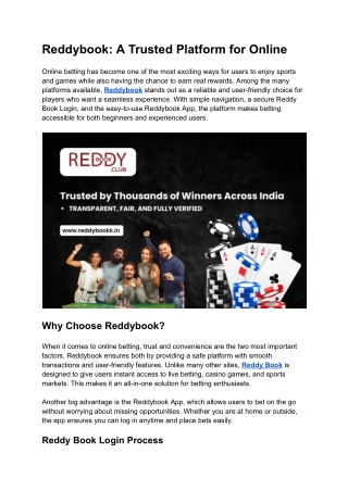 Reddybook: A Trusted Platform for Online Betting
