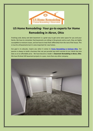 US Home Remodeling- Your go-to experts for Home Remodeling in Akron, Ohio