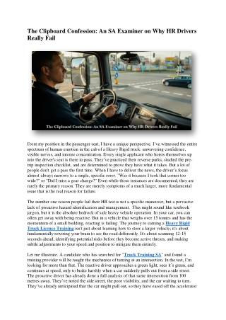 The Clipboard Confession An SA Examiner on Why HR Drivers Really Fail