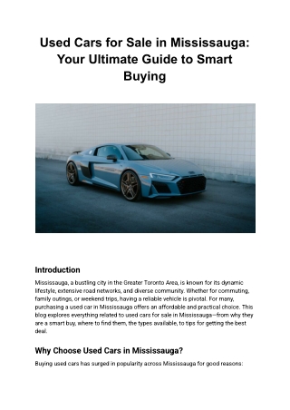 Used Cars for Sale in Mississauga_ Your Ultimate Guide to Smart Buying