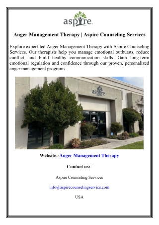 Anger Management Therapy  Aspire Counseling Services