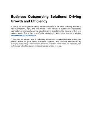 Business Outsourcing Solutions