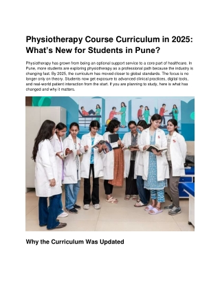 Physiotherapy Course Curriculum in 2025: What’s New for Students in Pune?