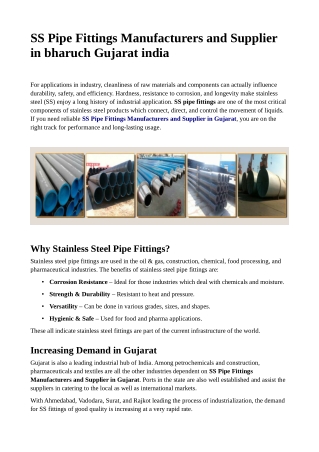 SS Pipe Fittings Manufacturers and Supplier in bharuch Gujarat india