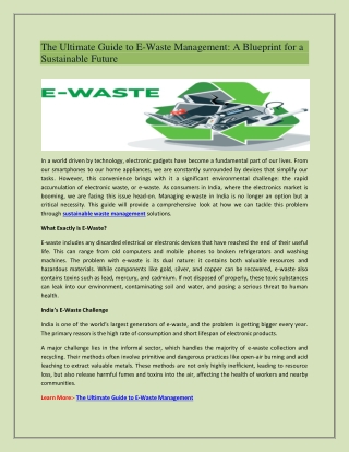 The Ultimate Guide to E-Waste Management
