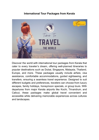 International Tour Packages from Kerala