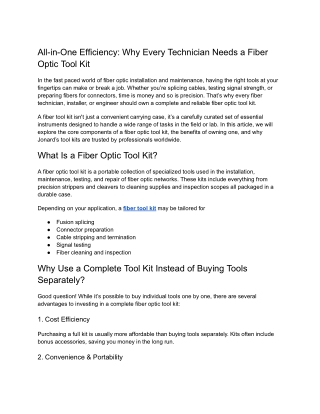 Fiber optic tool kit
