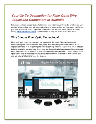 High-Performance Fiber Optic Cables & Connectors