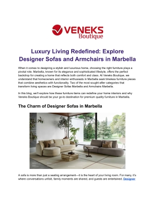Exclusive Designer Sofas Marbella - Veneks Boutique