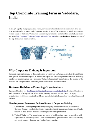 Top Corporate Training Firm in Vadodara, India