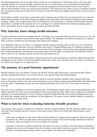 Camarillo Dentist Near Me Open on Saturdays: Convenience Matters