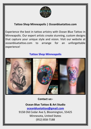 Tattoo Shop Minneapolis  Oceanbluetattoo.com