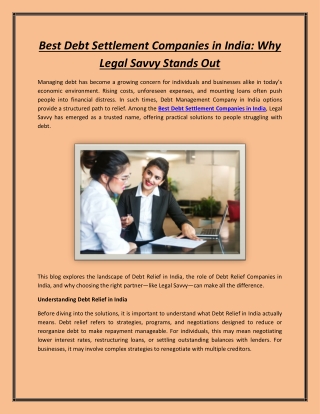 Best Debt Settlement Companies in India: Why Legal Savvy Stands Out